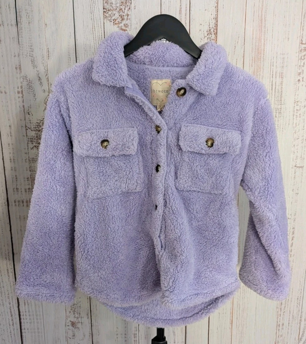 Btween Jacket Girls Size 12 Purple Rounded Shirt-tail Hemline NWT Collared Boho